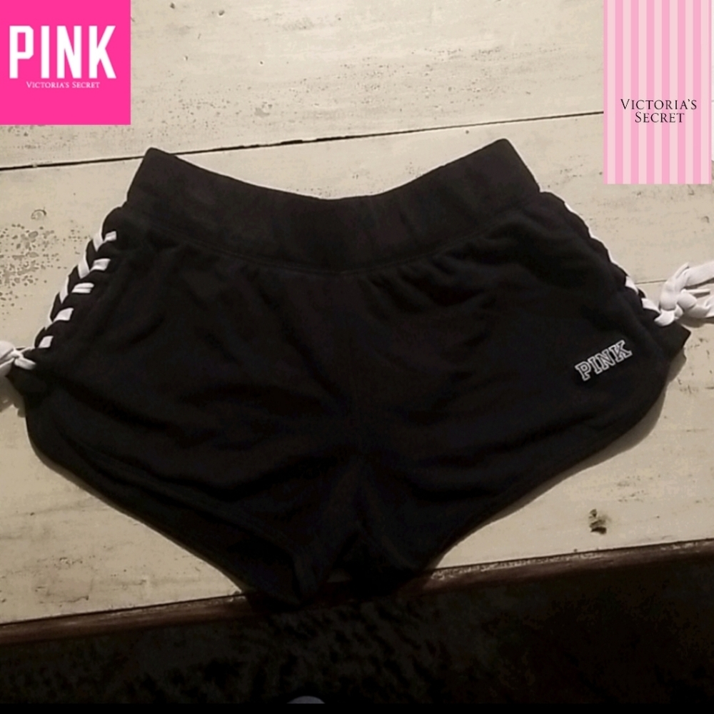 Victoria's Secret PINK Black Lace up Booty shorts